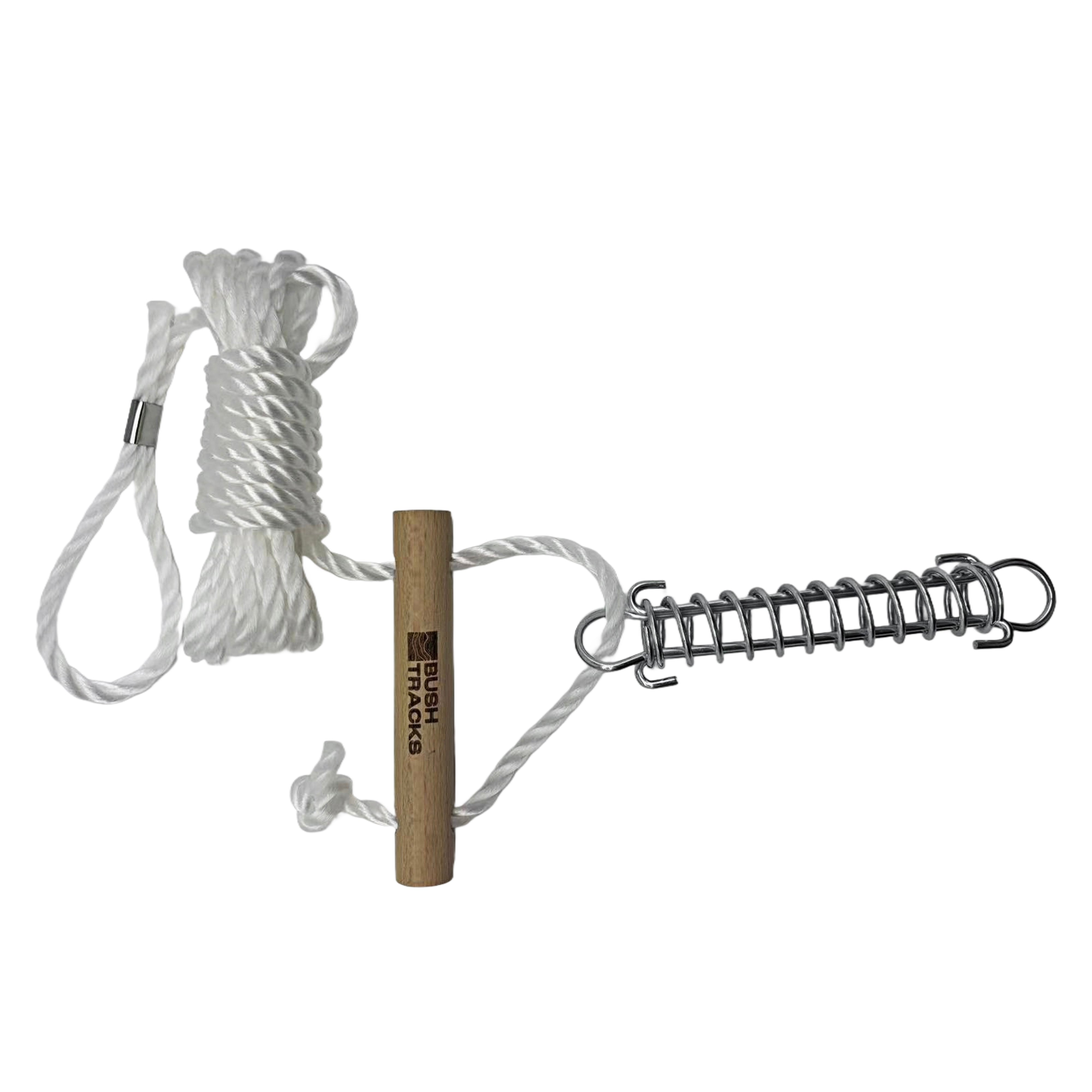 Bush Tracks 6mm Single Guy Rope With Wooden Runner & Spring
