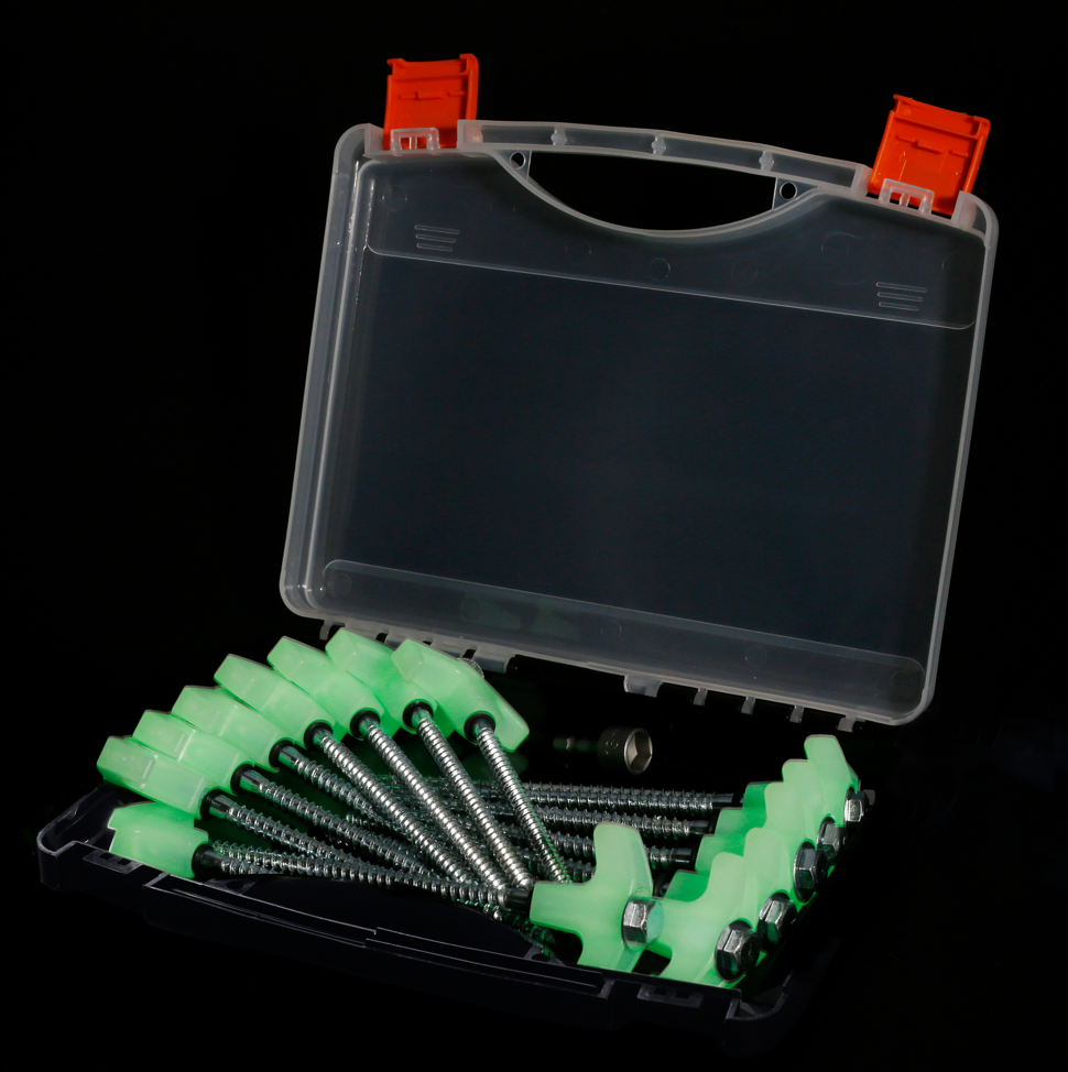 Glow In The Dark Screw in Tent Peg 16-Piece Set